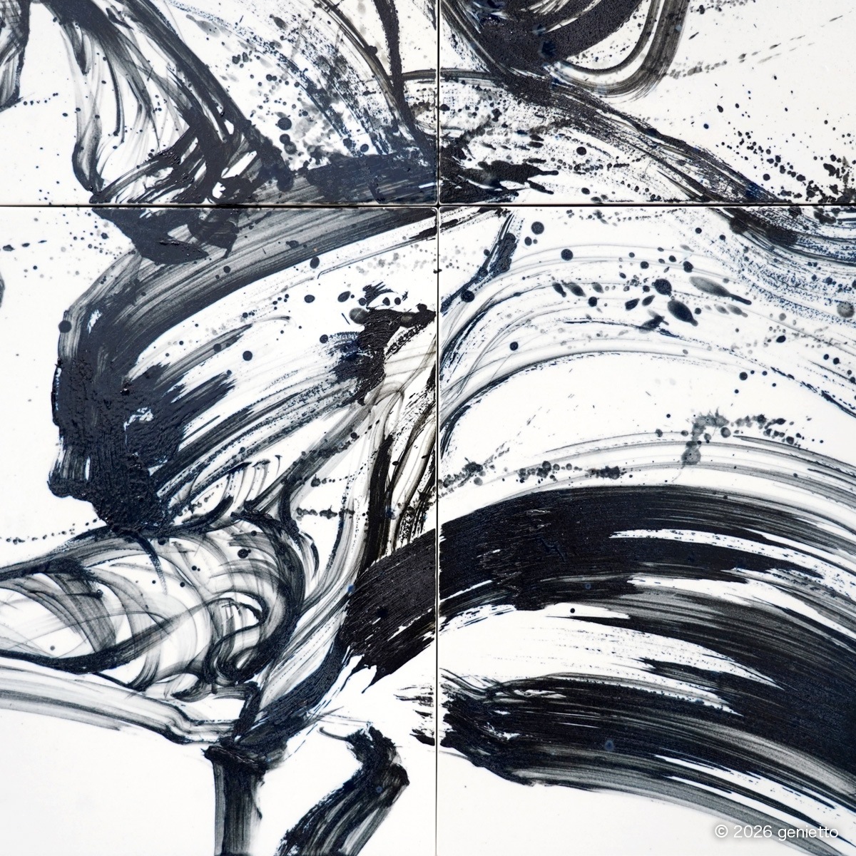 【新作】直筆陶墨画「汗馳楽心」