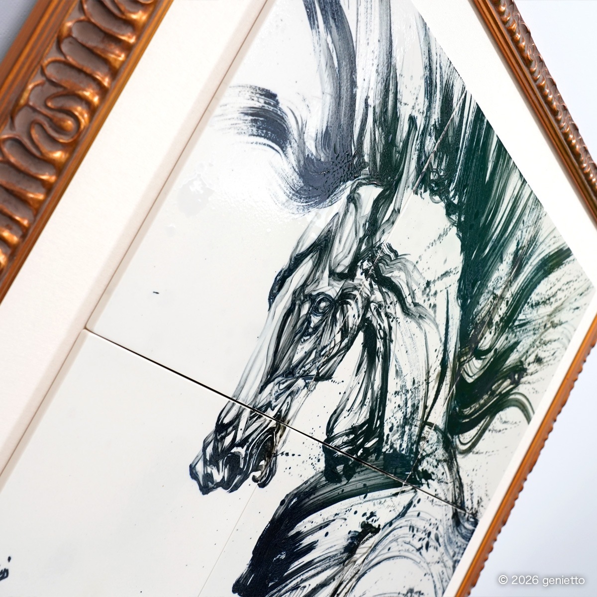 【新作】直筆陶墨画「汗馳楽心」