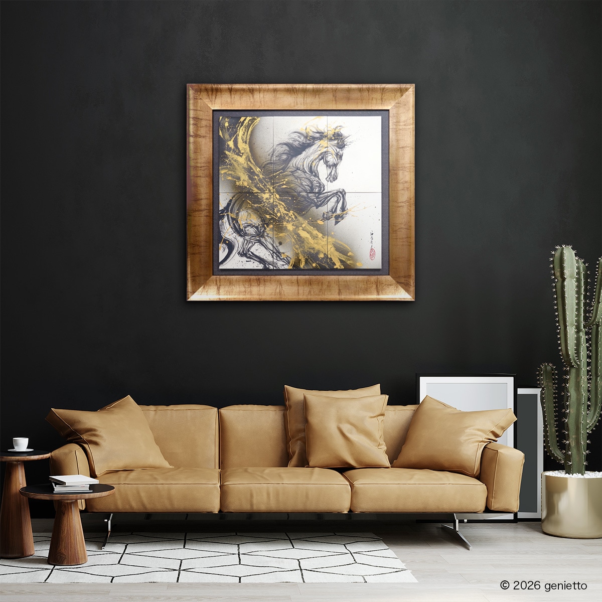 【新作】直筆陶墨画「龍蹄翔雲」