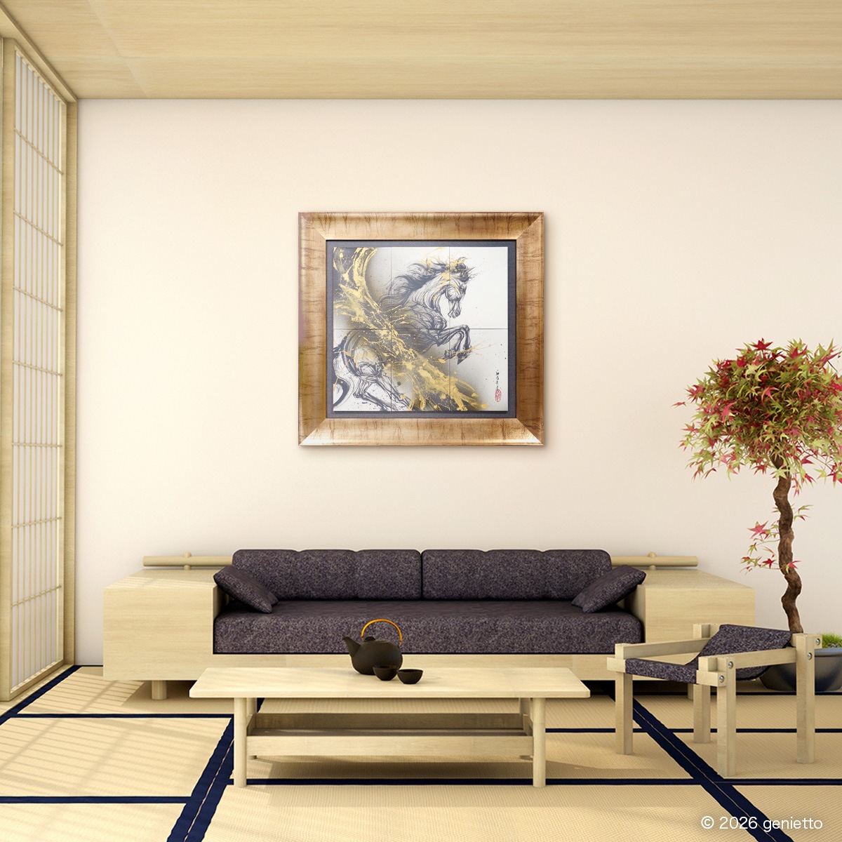 【新作】直筆陶墨画「龍蹄翔雲」