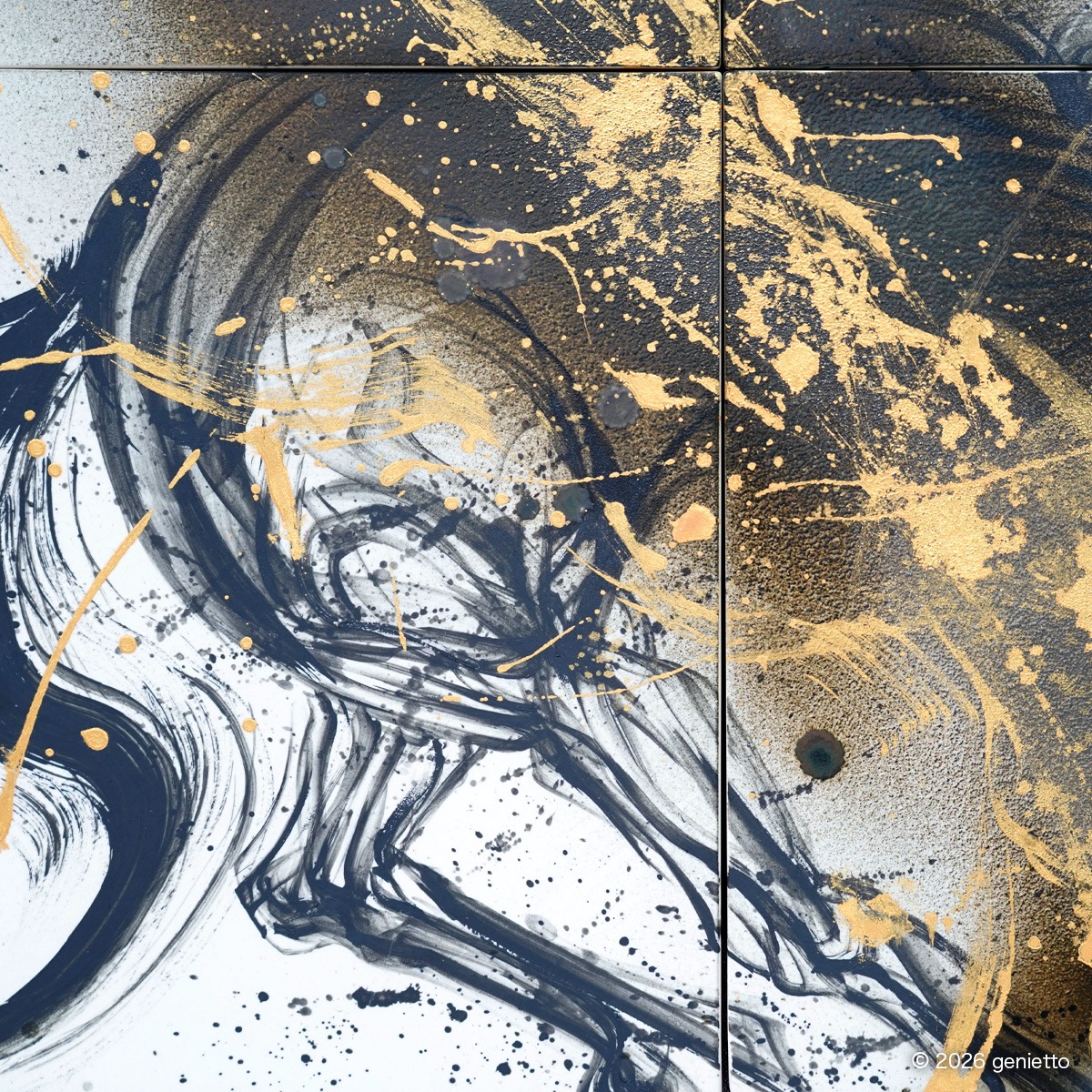 【新作】直筆陶墨画「龍蹄翔雲」