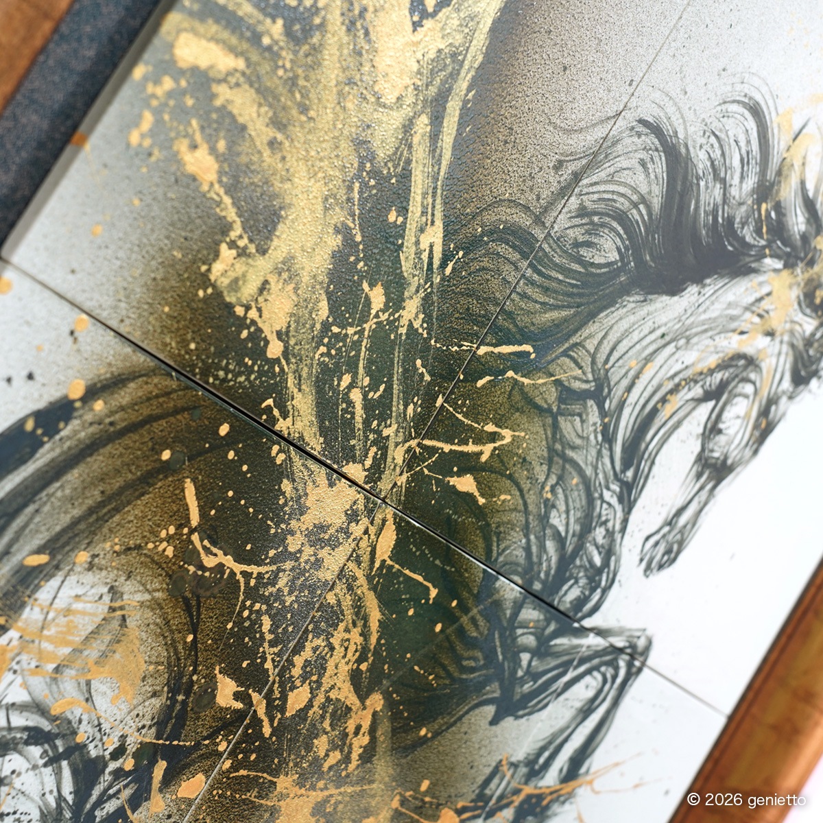 【新作】直筆陶墨画「龍蹄翔雲」