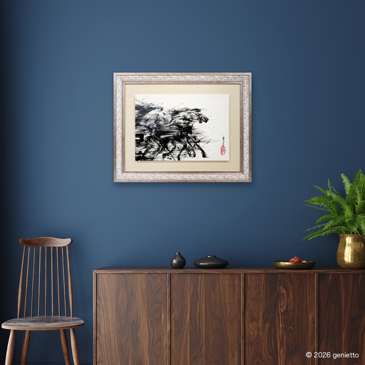 【新作】直筆陶墨画「兆動無限」