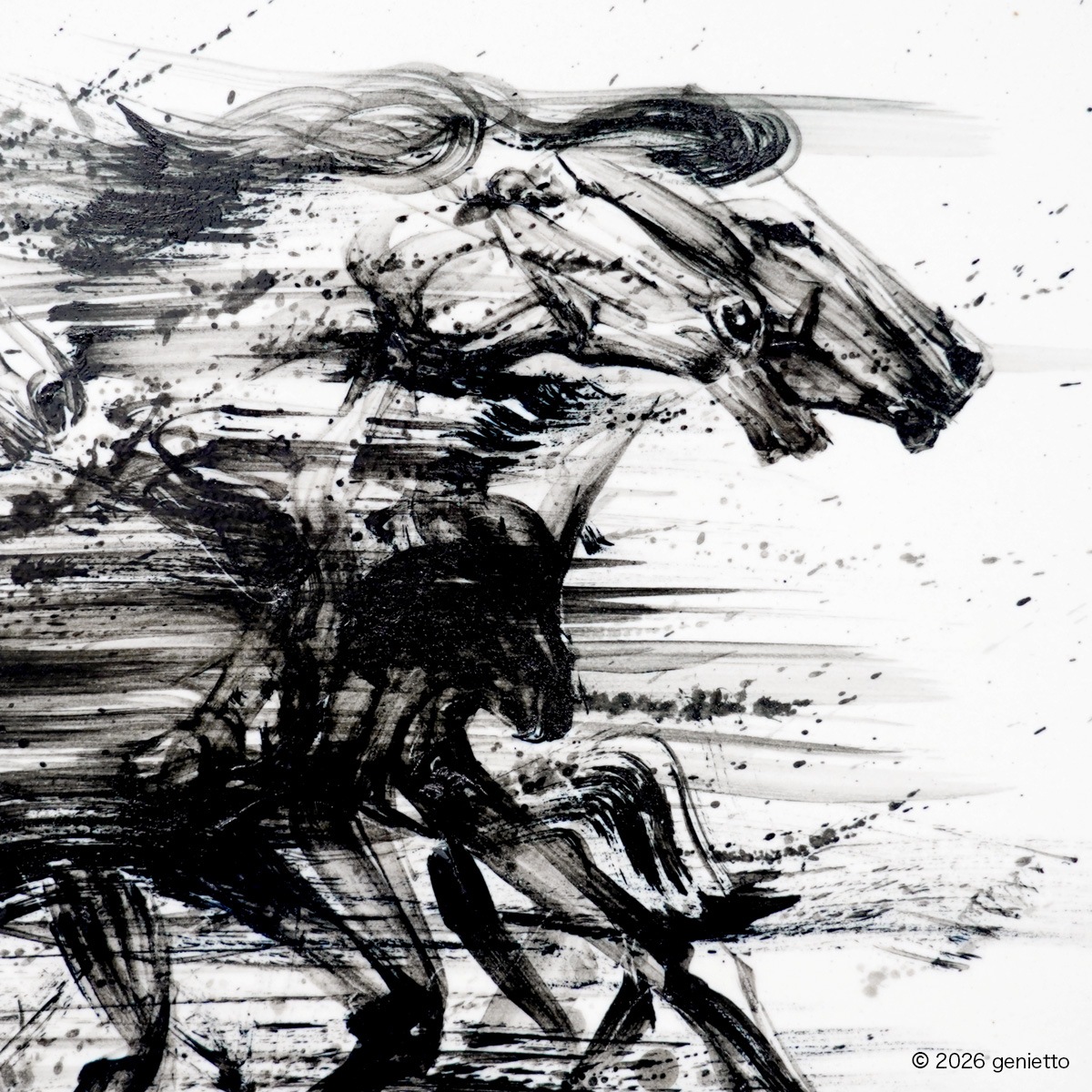 【新作】直筆陶墨画「兆動無限」