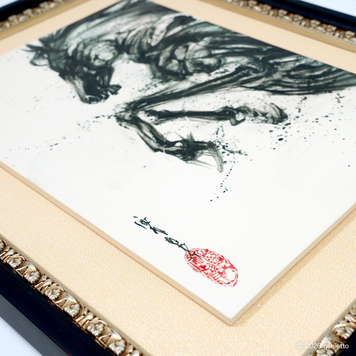 【新作】直筆陶墨画「均衡破跳」