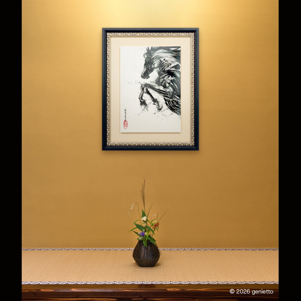 【新作】直筆陶墨画「均衡破跳」