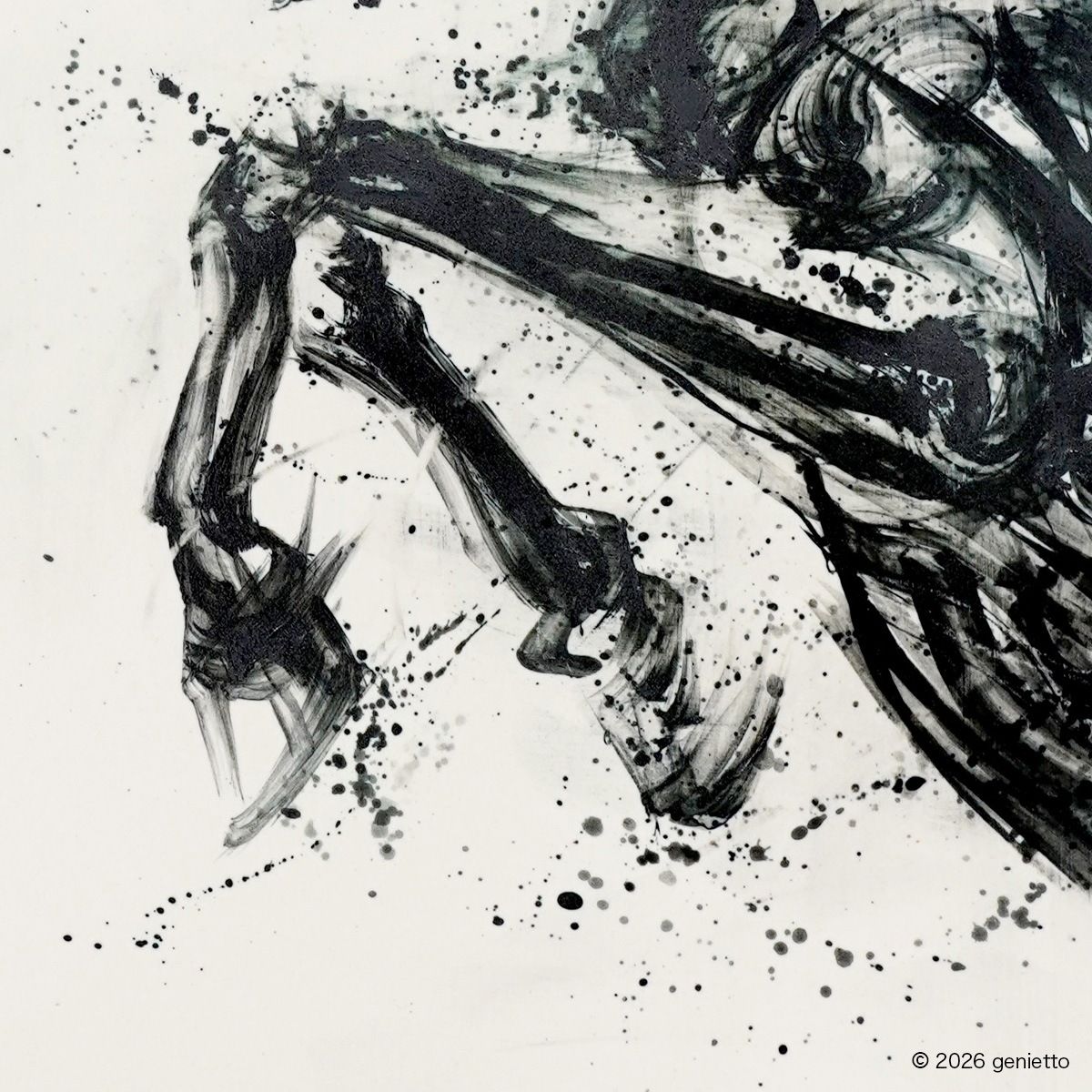 【新作】直筆陶墨画「均衡破跳」