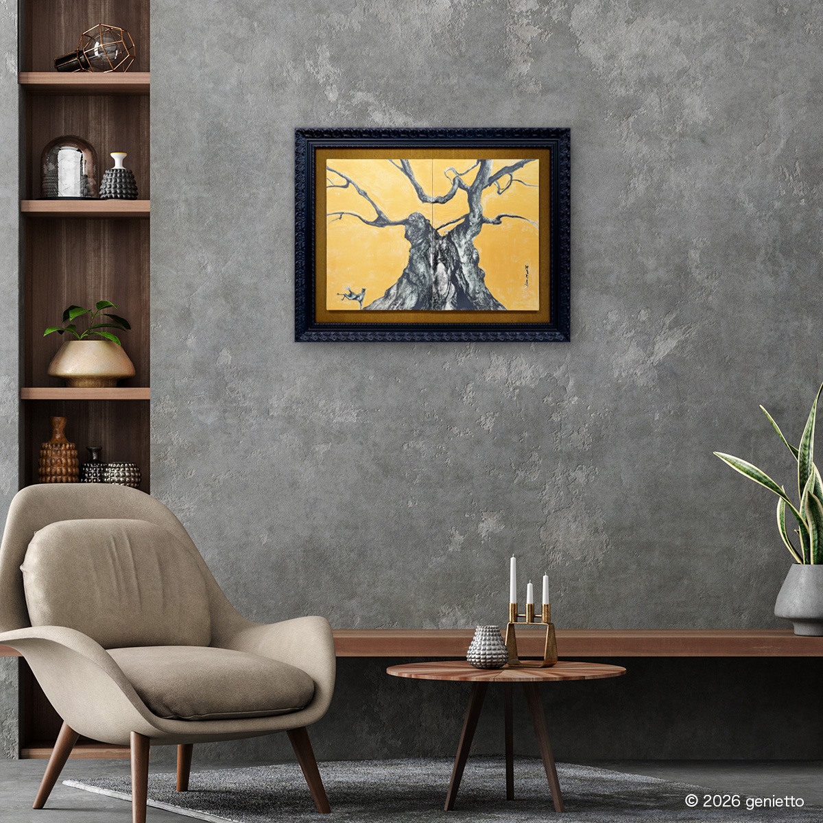 【新作】直筆陶墨画「聖樹在天」