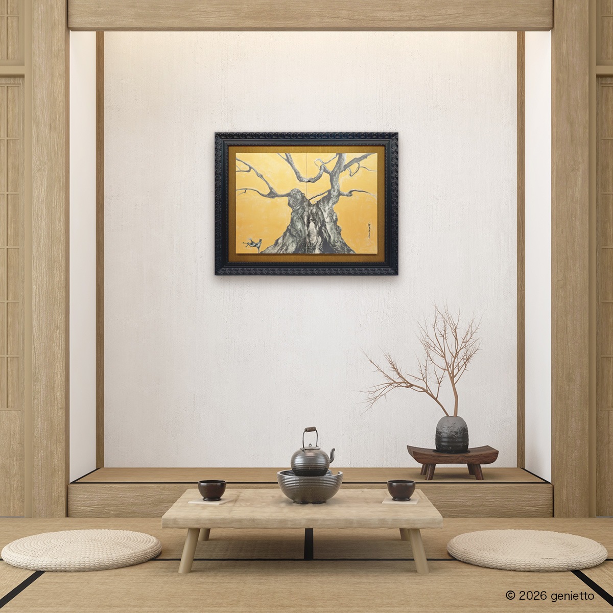 【新作】直筆陶墨画「聖樹在天」