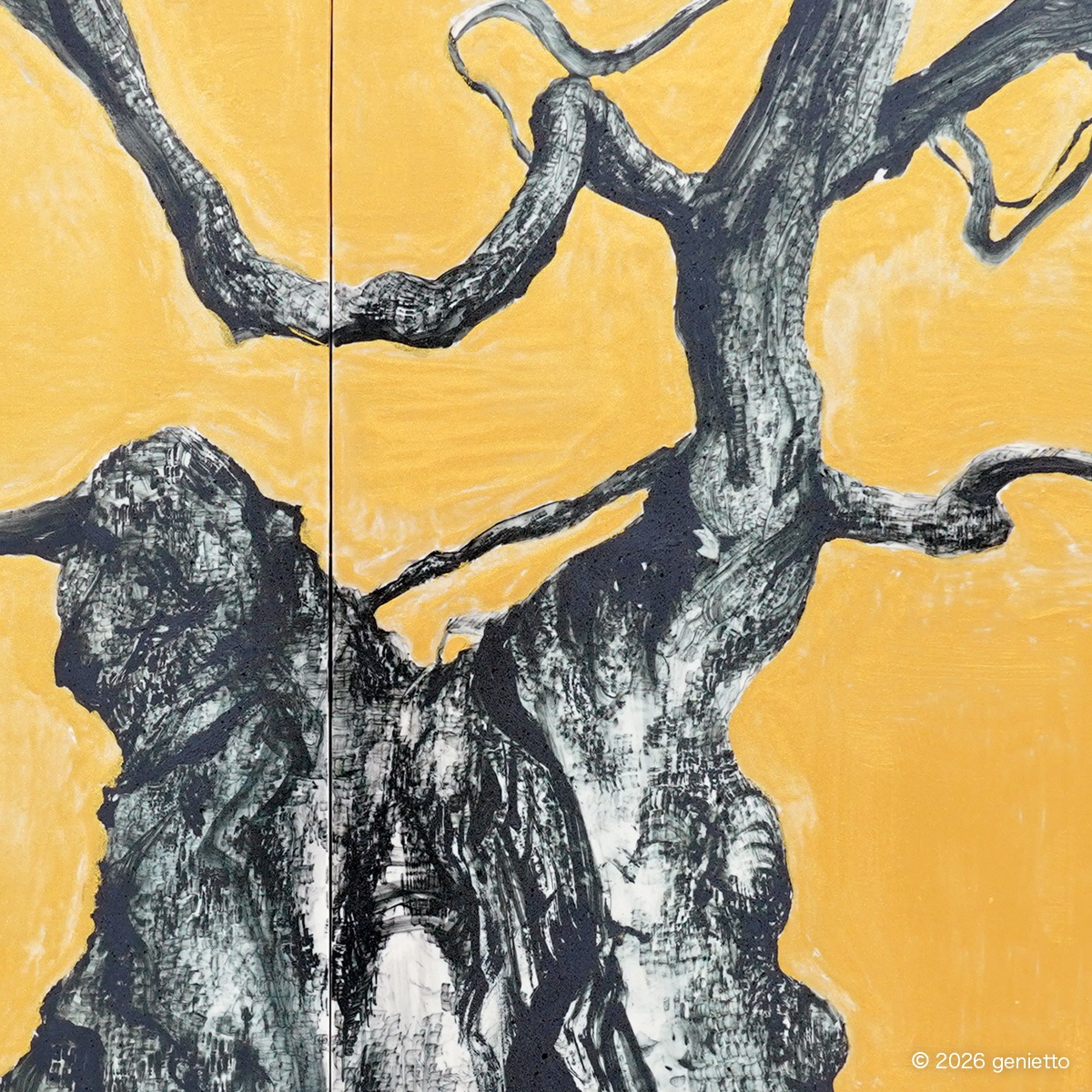 【新作】直筆陶墨画「聖樹在天」