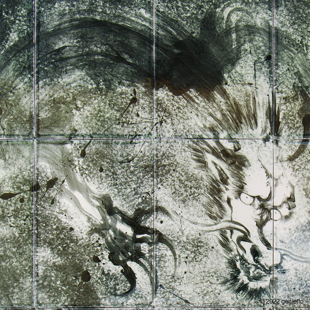 直筆陶墨画「神歌恩寵」