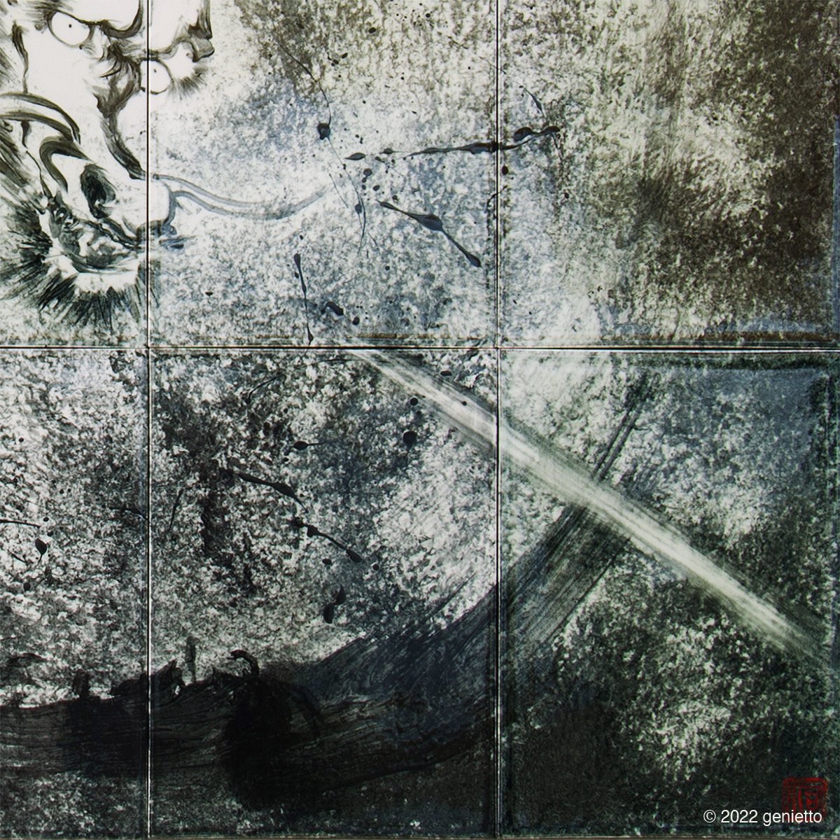 直筆陶墨画「神歌恩寵」