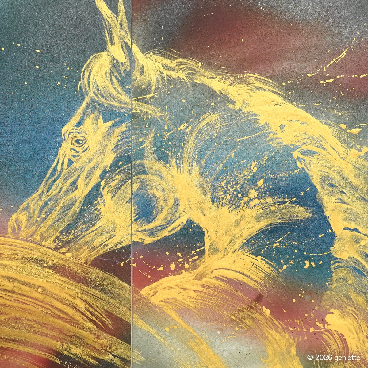 【新作】直筆陶墨画「聖焔忍駆」