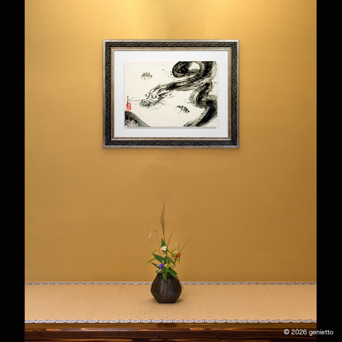 【新作】直筆陶墨画「天脈成龍」