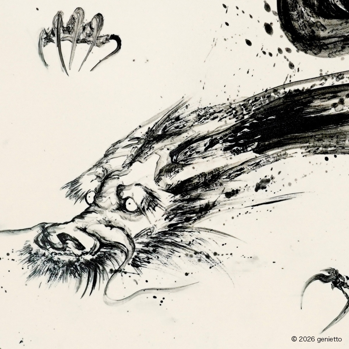 【新作】直筆陶墨画「天脈成龍」