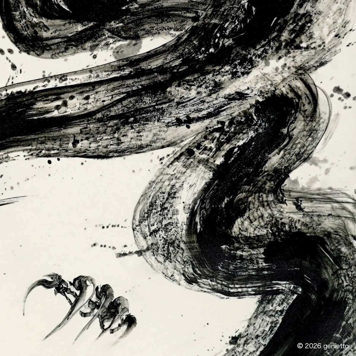 【新作】直筆陶墨画「天脈成龍」