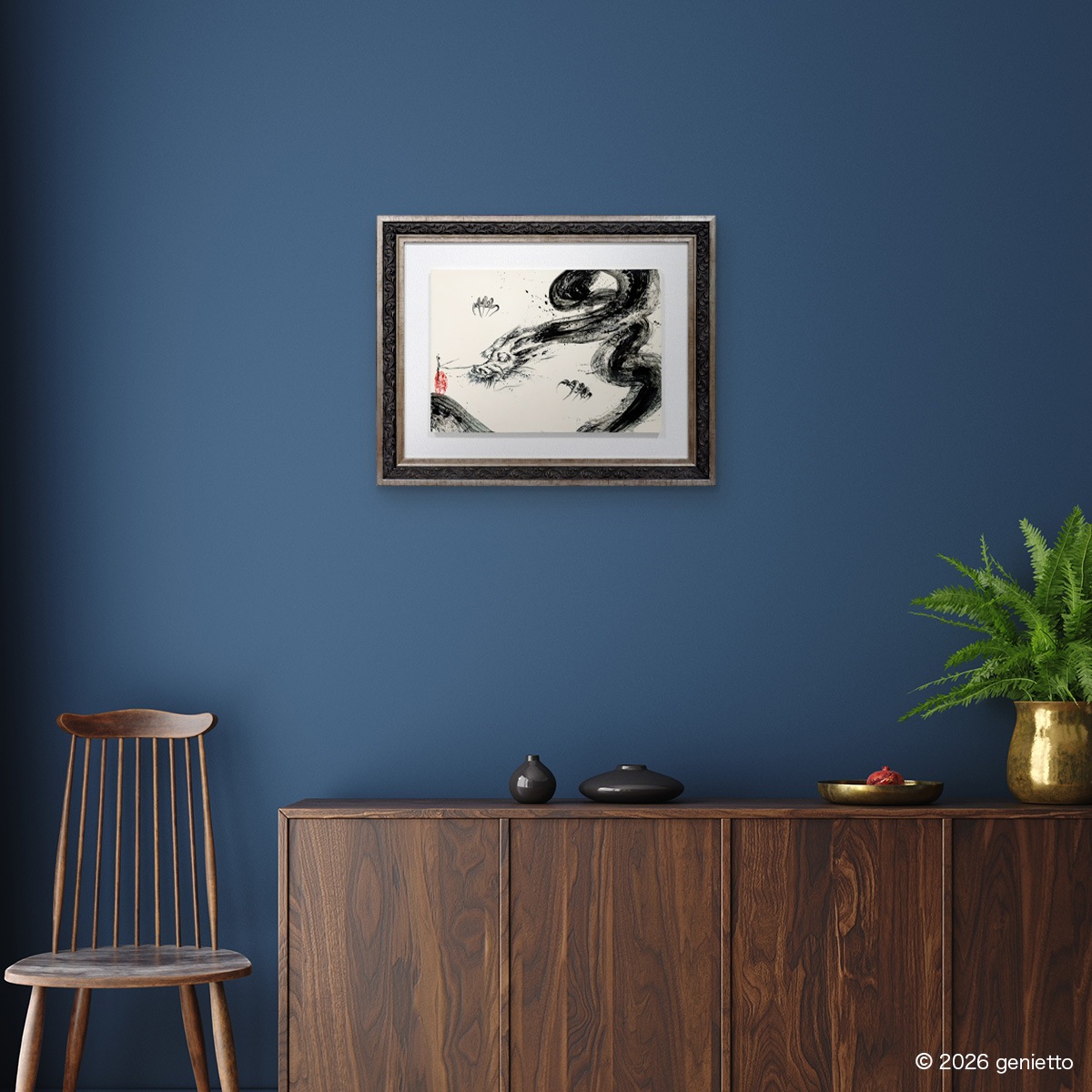 【新作】直筆陶墨画「天脈成龍」