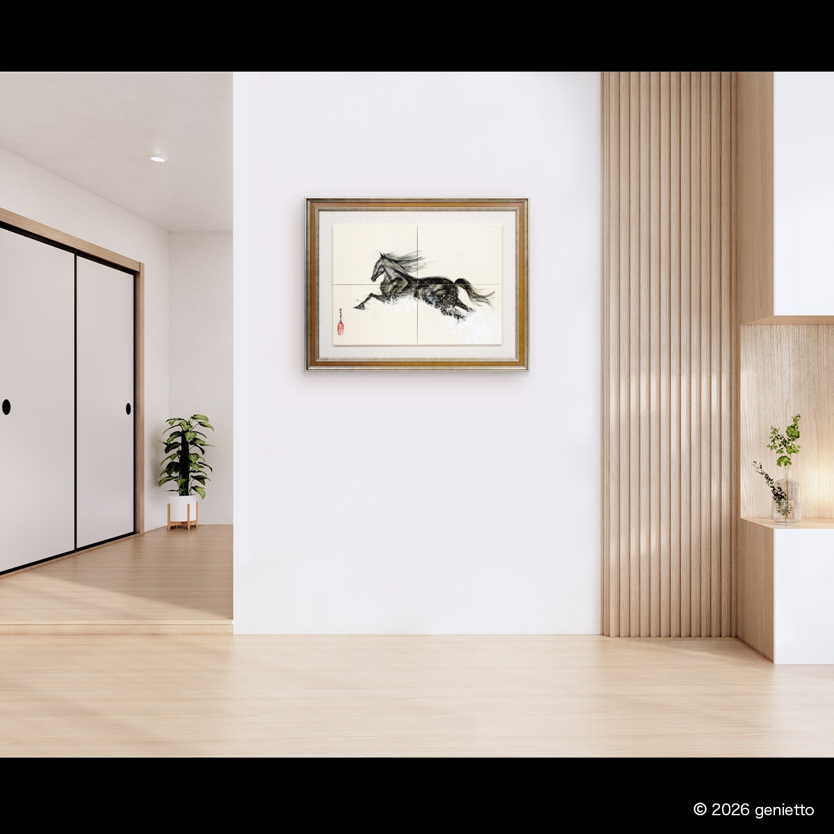 【新作】直筆陶墨画「雪裂天駆」