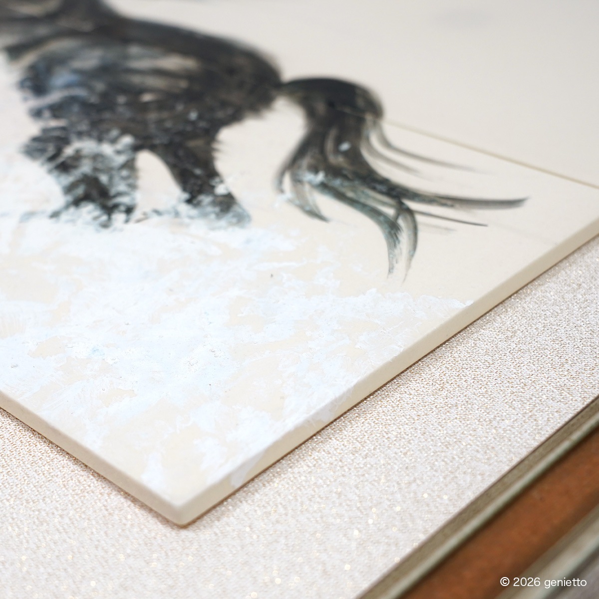 【新作】直筆陶墨画「雪裂天駆」