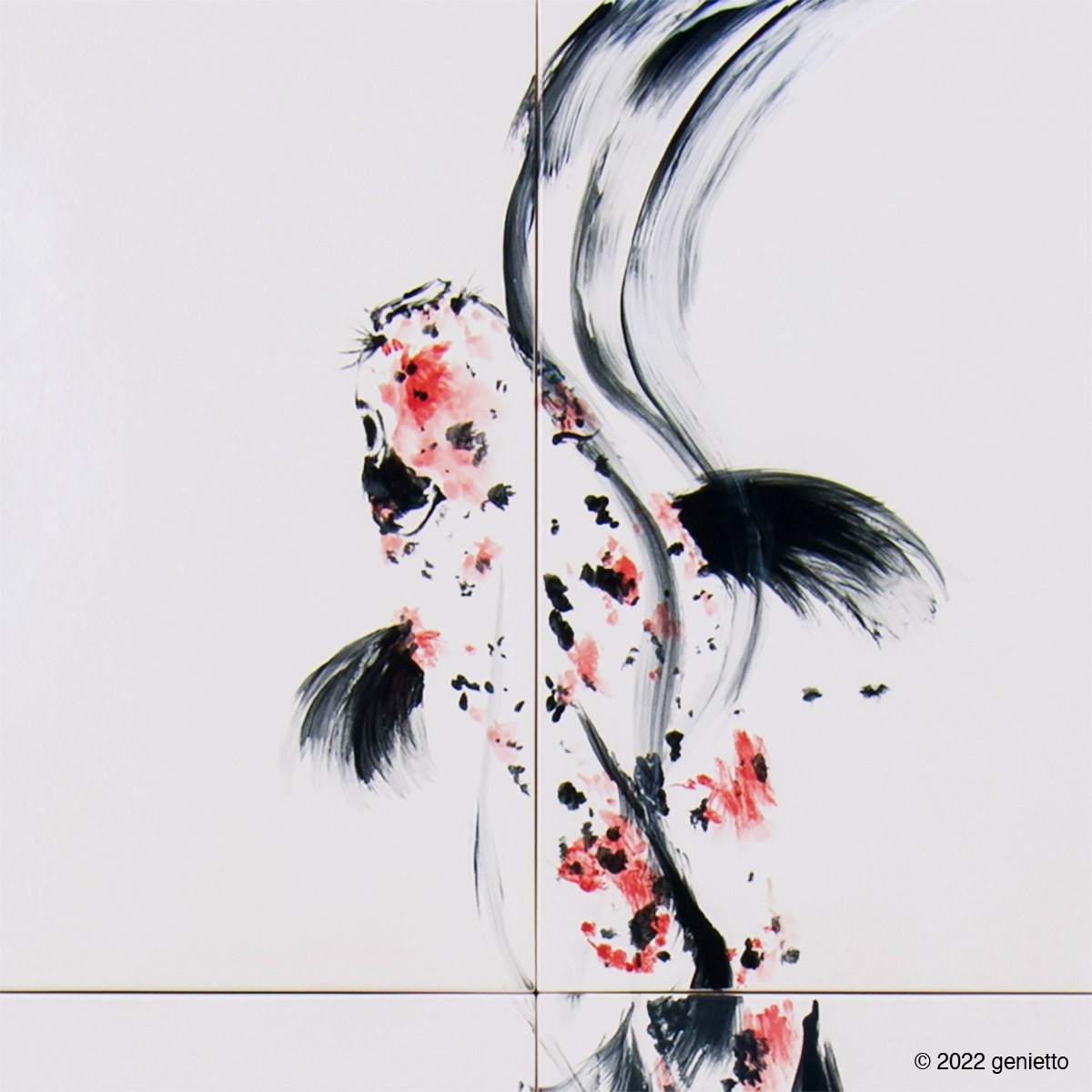 直筆陶墨画「華泉天観」 | 墨絵・陶墨画アーティスト 西元祐貴