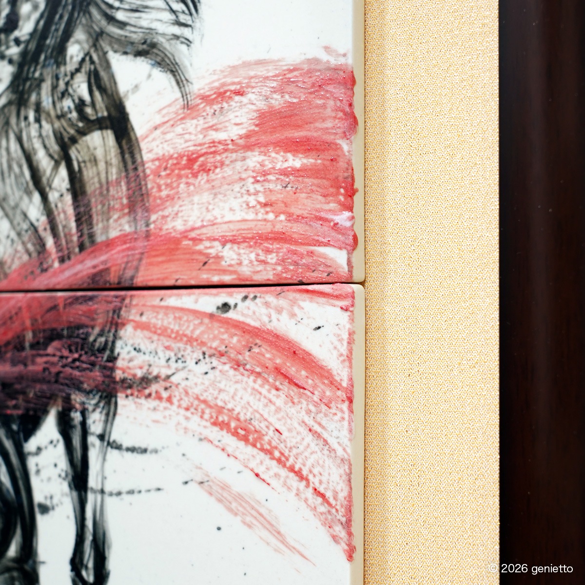 【新作】直筆陶墨画「紅翔不屈」