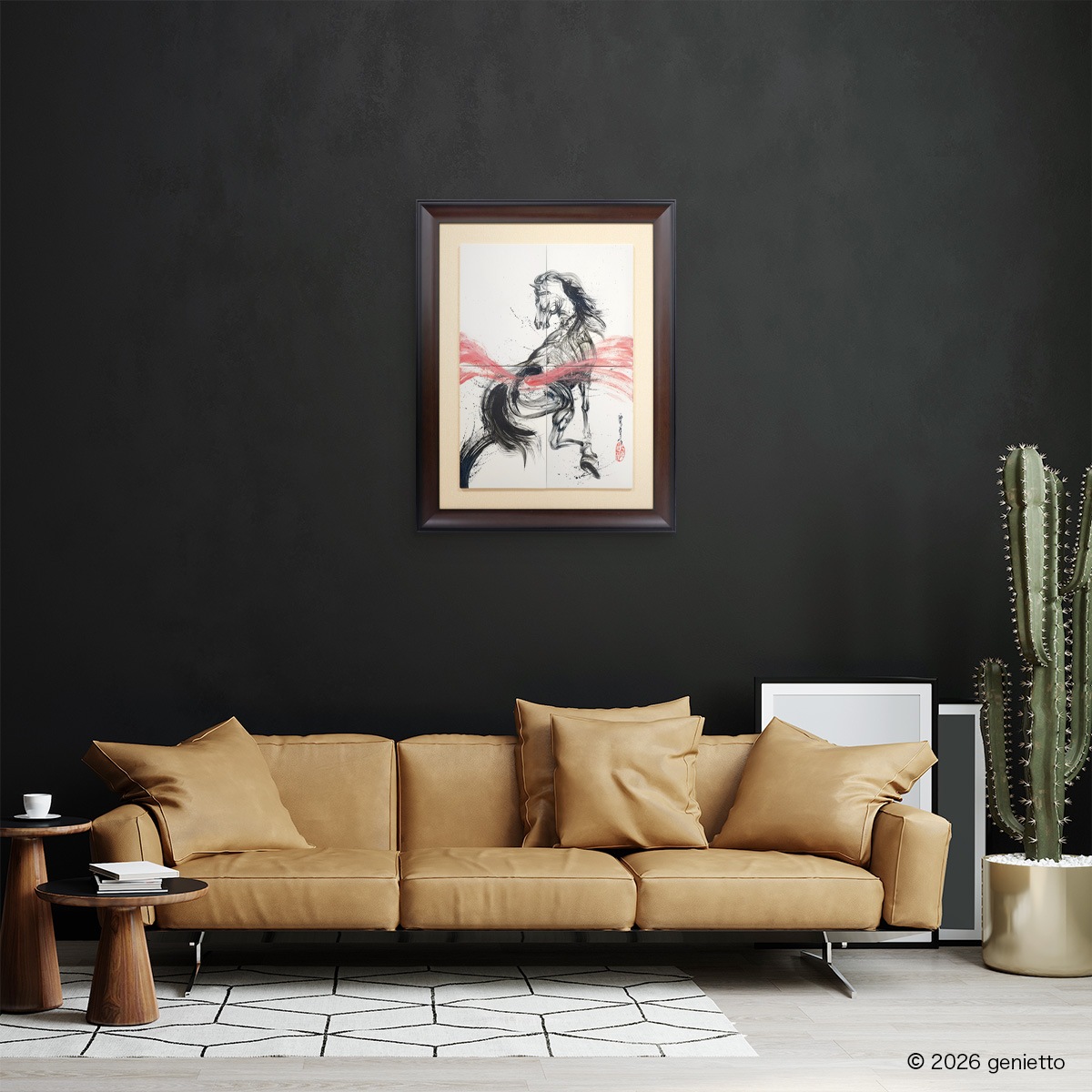 【新作】直筆陶墨画「紅翔不屈」