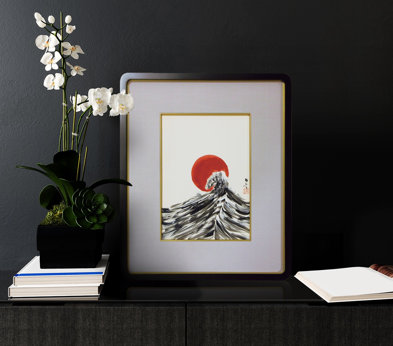 直筆陶墨画「鸞鳥上乗」