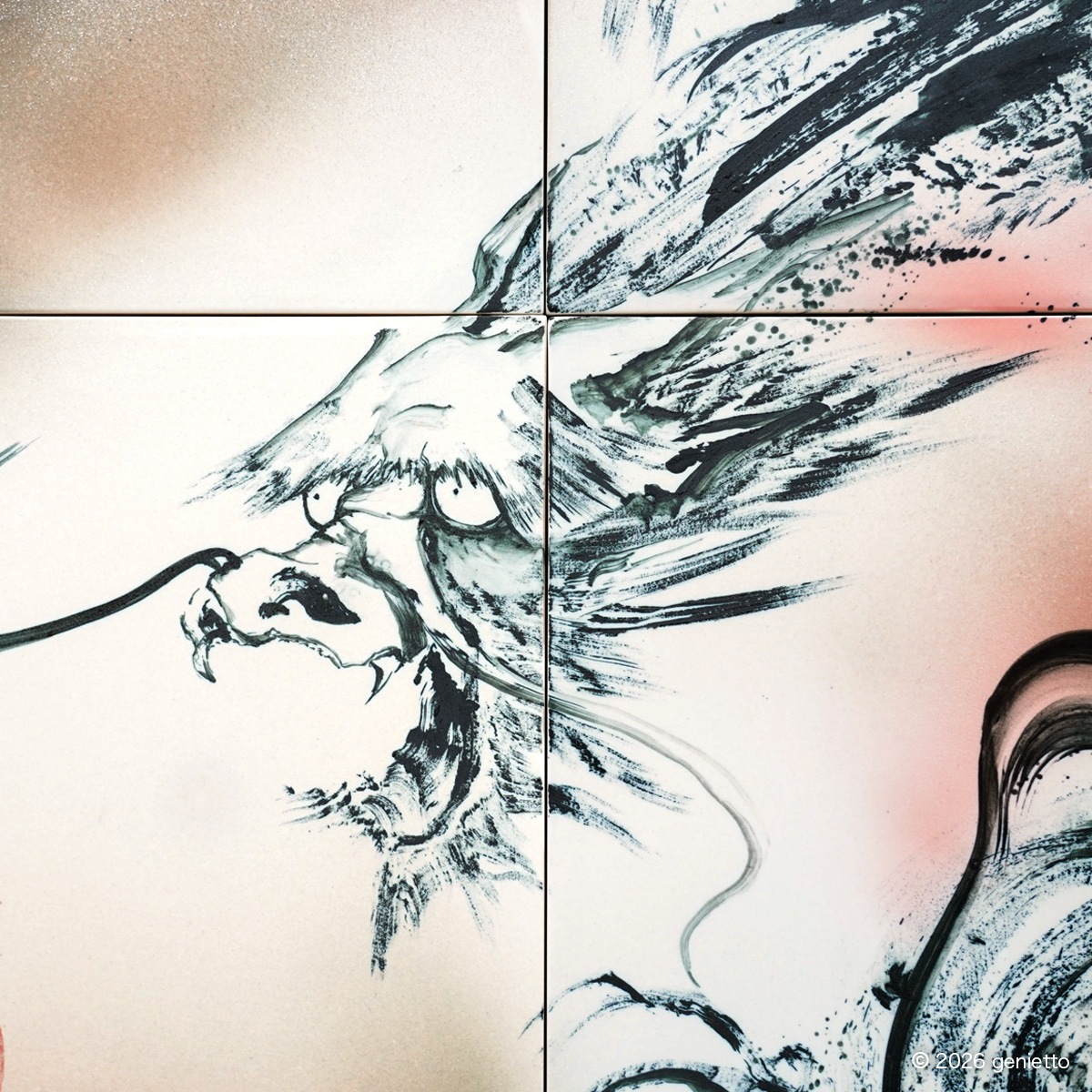 【新作】直筆陶墨画「流誓慈護」