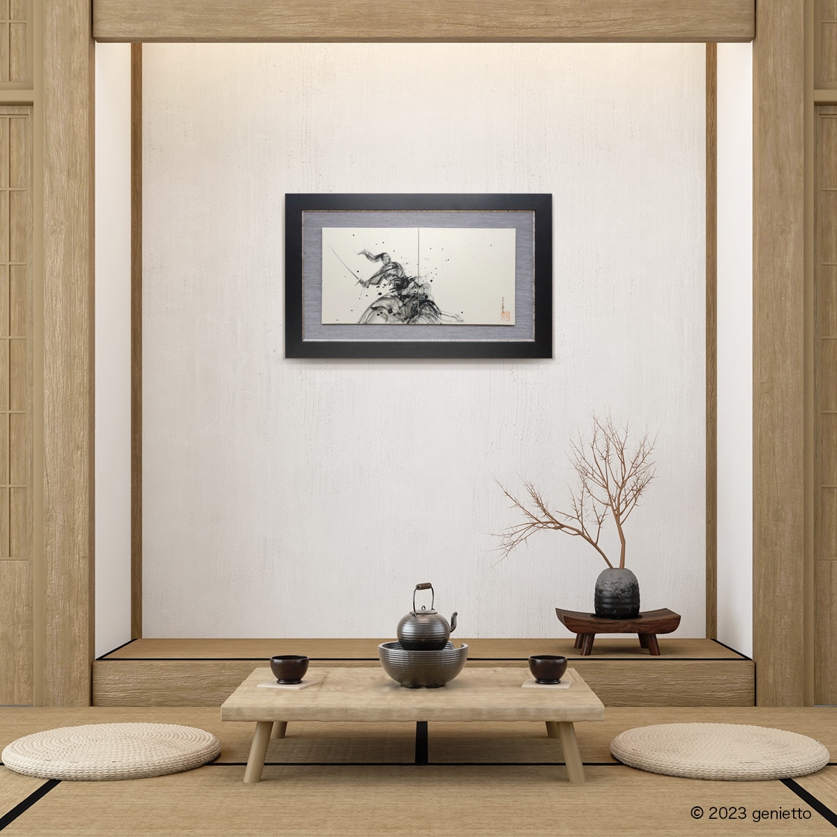 直筆陶墨画「神剣覚醒」 | 墨絵・陶墨画アーティスト 西元祐貴
