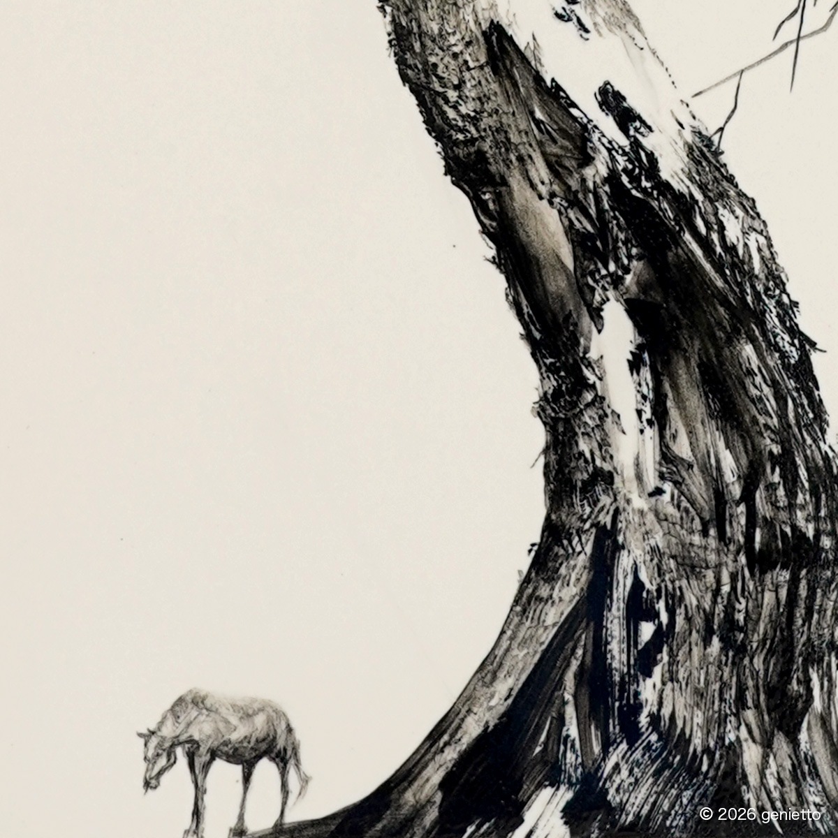 【新作】直筆陶墨画「木霊包息」
