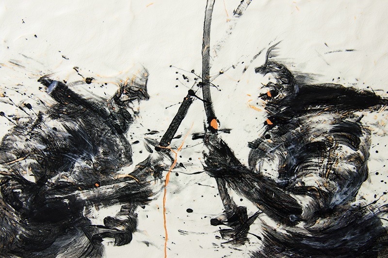 直筆陶墨画「Spark to peace ～火花～」 | 墨絵・陶墨画