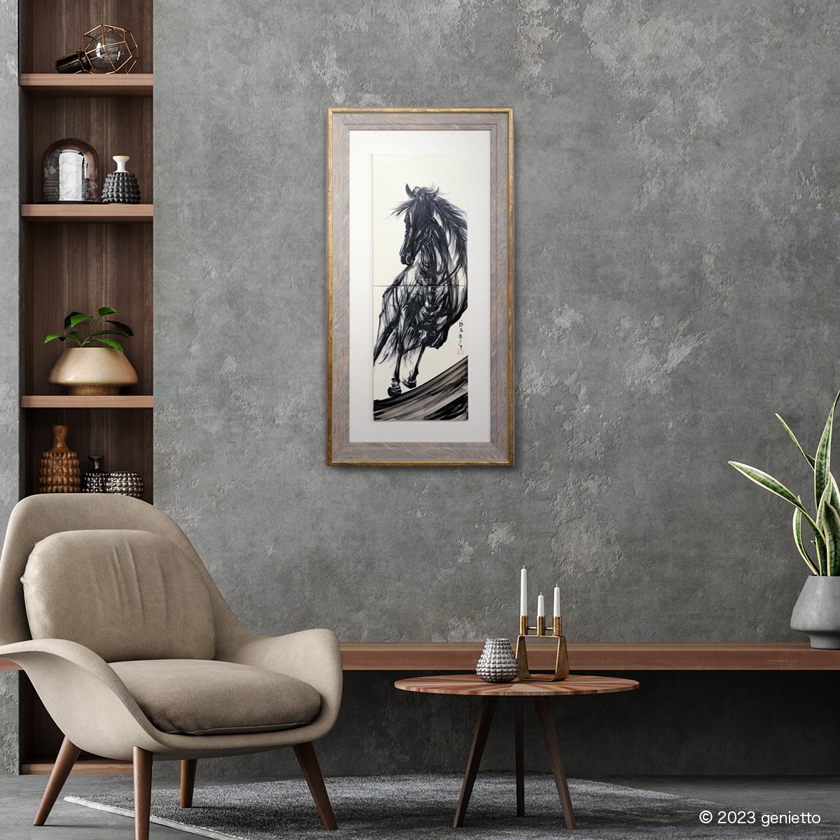 直筆陶墨画「風天心意」