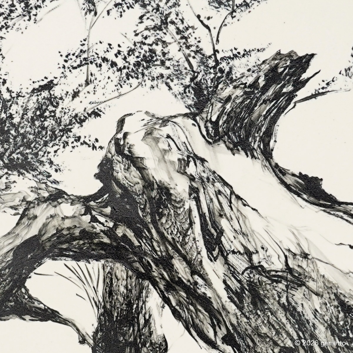 【新作】直筆陶墨画「負天黙立」