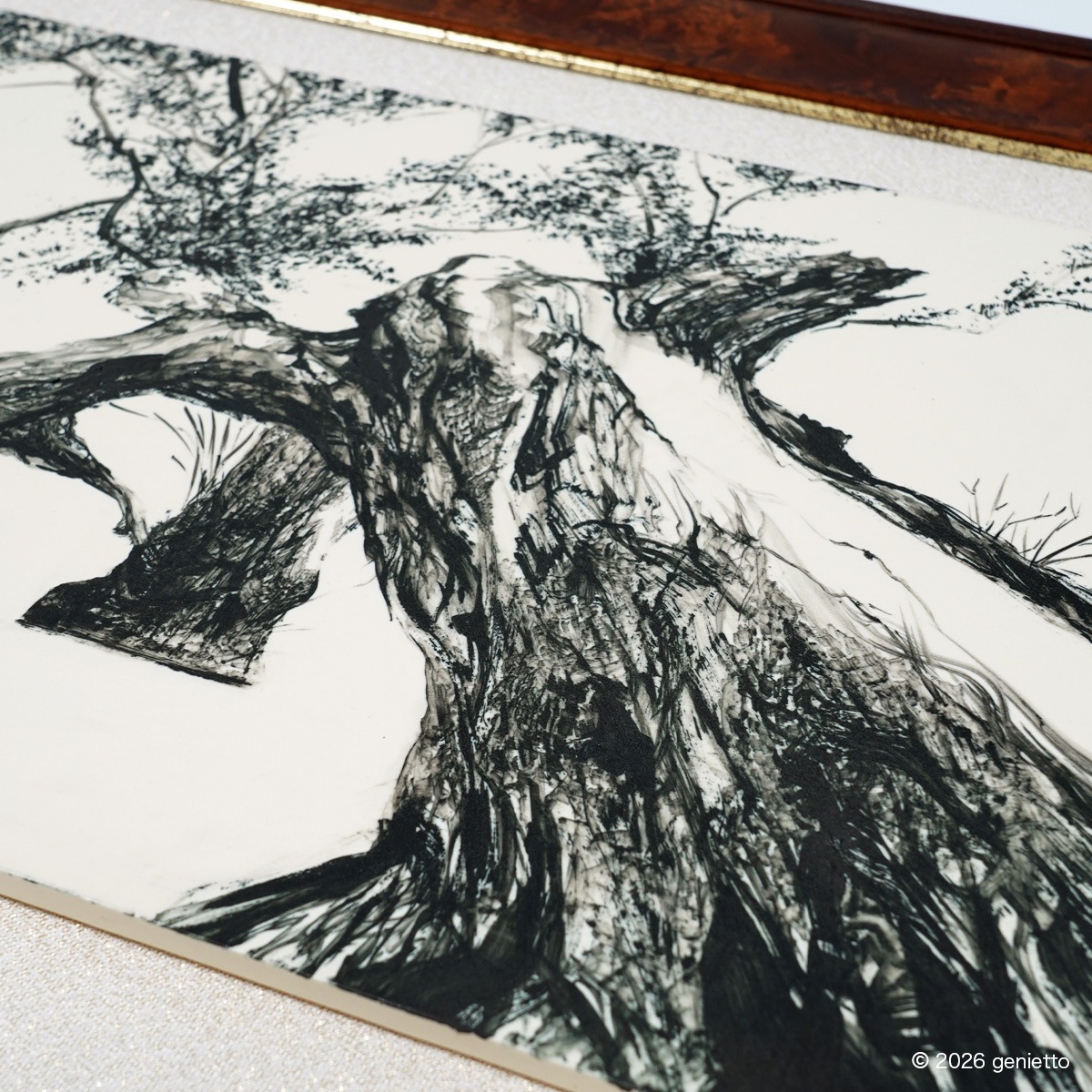 【新作】直筆陶墨画「負天黙立」