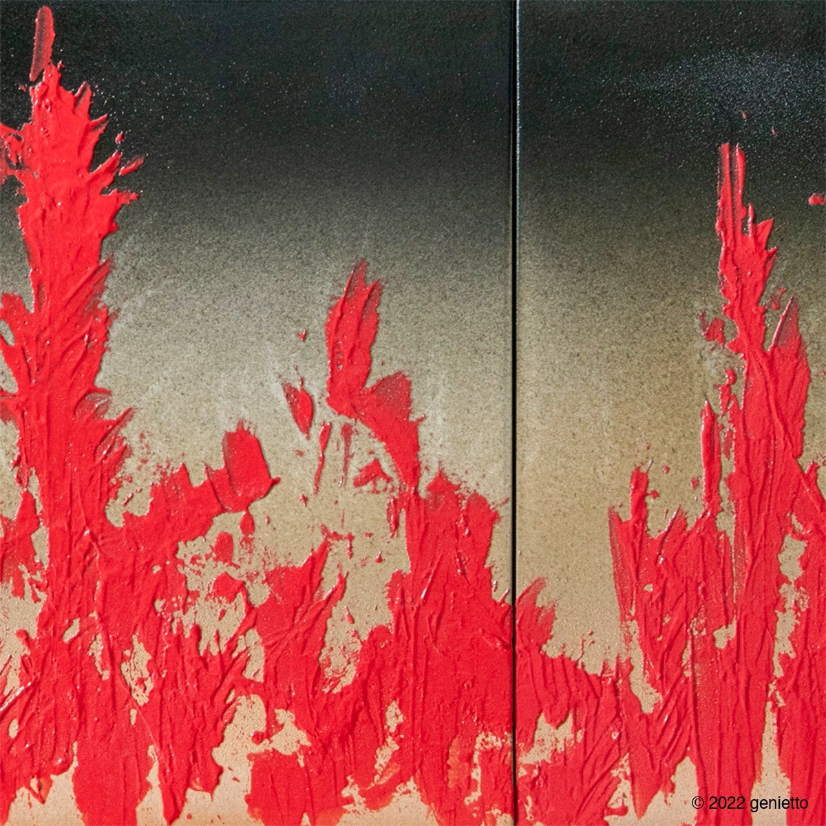 直筆陶墨画「那由多赤龍」