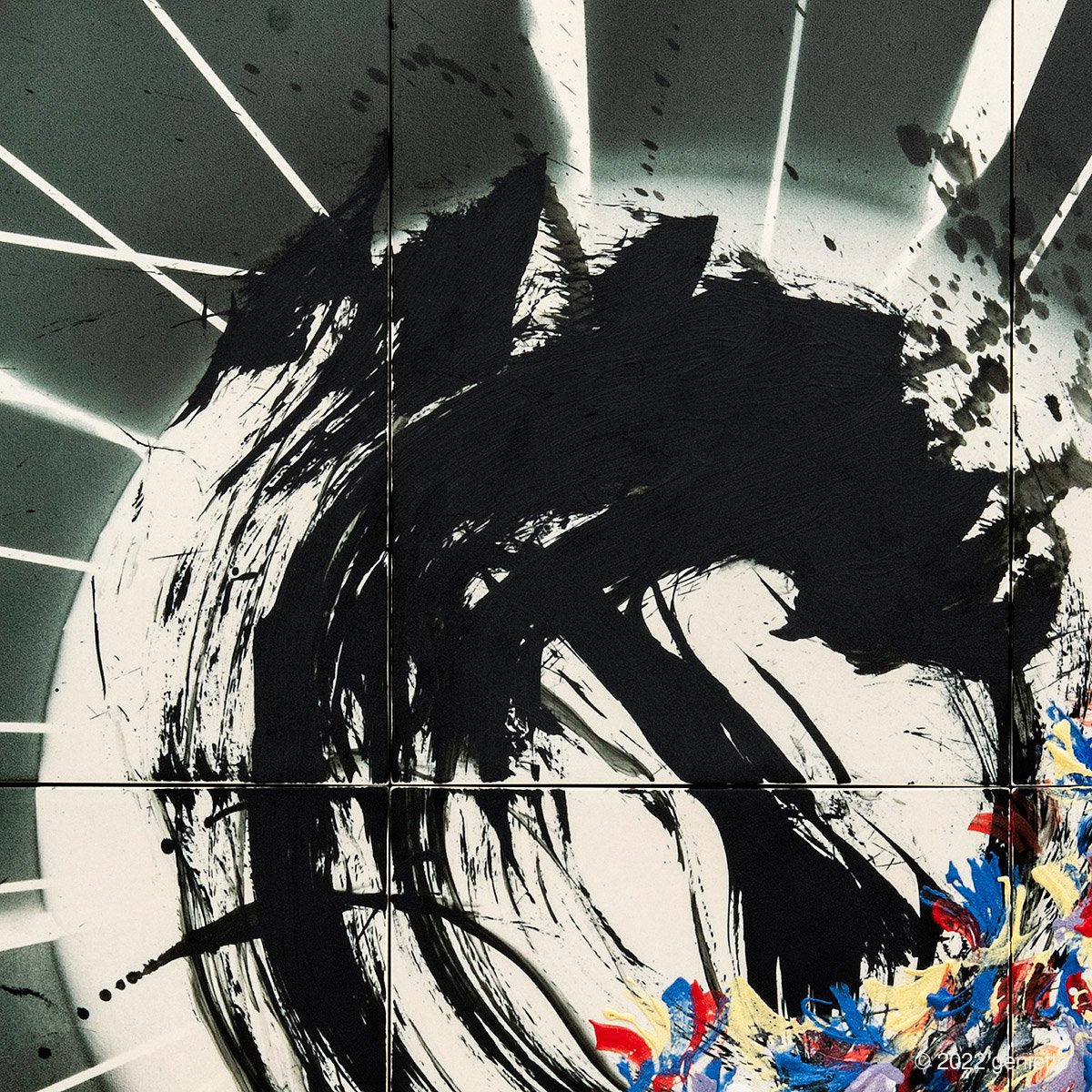 直筆陶墨画「Earth -花天桂月-」