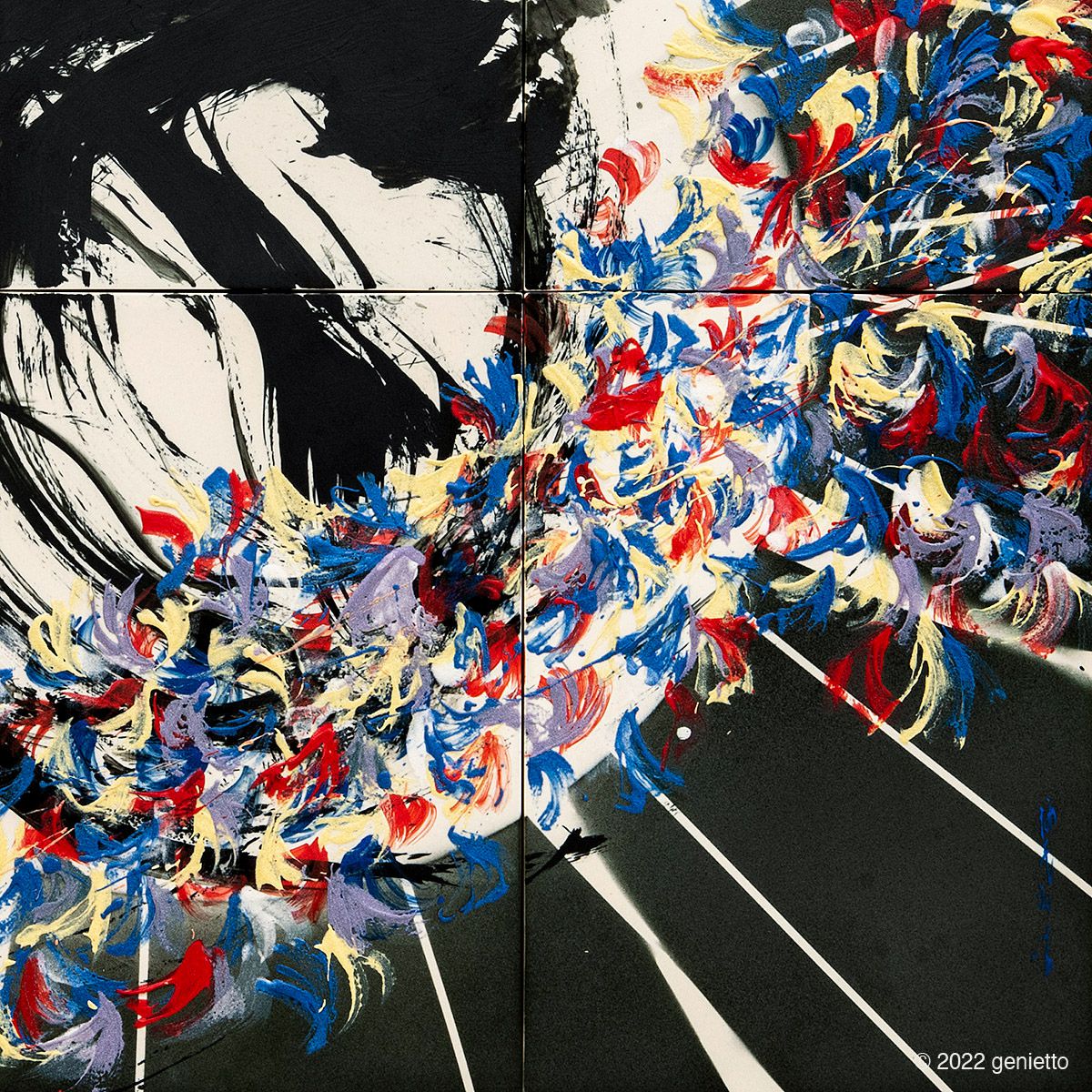 直筆陶墨画「Earth -花天桂月-」