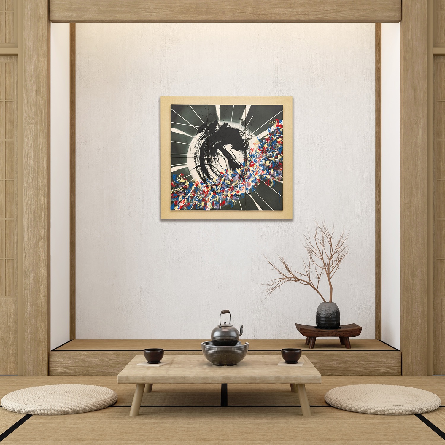 直筆陶墨画「Earth -花天桂月-」