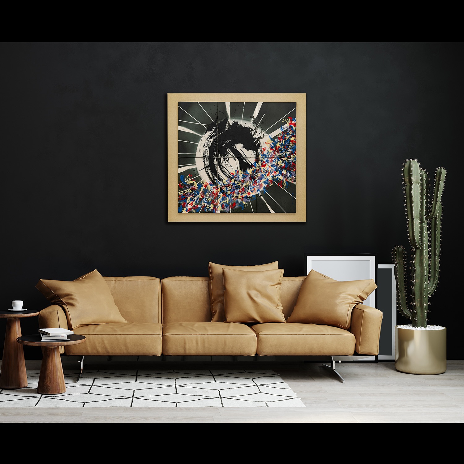 直筆陶墨画「Earth -花天桂月-」