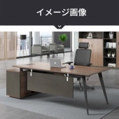 エグゼクティブデスク　重役デスク　L字デスク　オフィスデスク　木目調　引き出し付き　幕板付き　ケーブル穴付き　PC収納　サイドキャビネット付き　シンプルモダン　ブラウン　