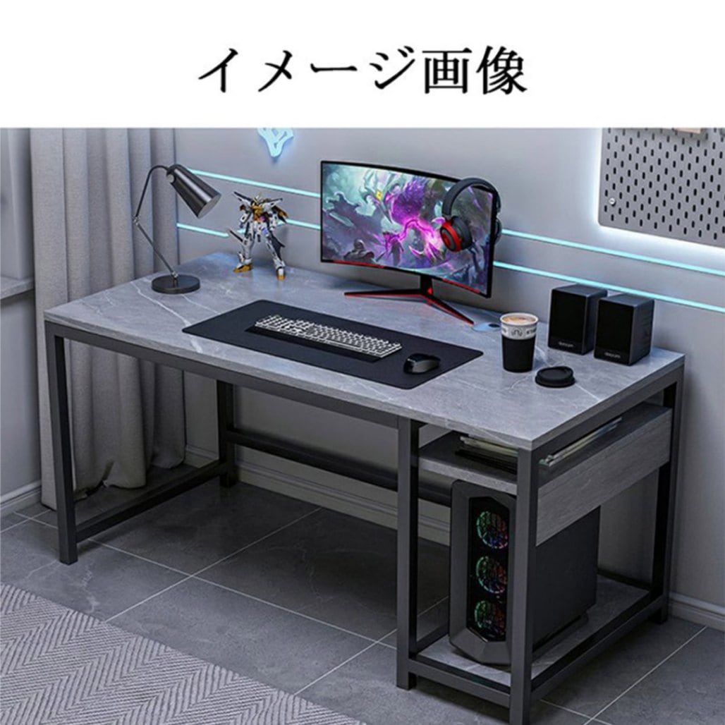 テーブル　パソコンデスク　オフィス　机　学習机　コンソール　デスク　事務机 Amazon | YeTom パソコンデスク 机 学習机 右棚左棚 幅107cm