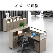 オフィスデスク　ワークデスク　パソコンデスク　 事務用デスク　パーティション付き 　オープン収納　ダイヤル錠　ファイルワゴン　ウォールナット　カスタマイズ可能