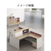 オフィスデスク　事務用デスク　事務机　ワークデスク　パソコンデスク　配線孔付き　収納棚　トップパネル　ナチュラル　カスタマイズ可能