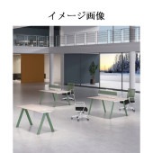 オフィスデスク　ワークデスク　仕事机　事務用デスク　スチールフレーム　トップパネル　配線孔付き　サイドワゴン　ナチュラル　カスタマイズ可能