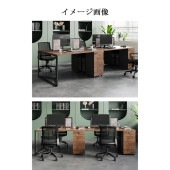 オフィスデスク　メラミン化粧板　ナチュラルテイスト　スタイリッシュ　スチール脚　三角構造　ダイヤル錠　シリンダー錠　デスクトップパネル　配線ダクト　ブラウン　カスタマイズ可能