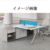 オフィスデスク　メラミン化粧板　スチール脚　サイドキャビネット　ダイヤル錠　デスクトップパネル　両面タイプコンセント　PC用コンセント　ホワイト　カスタマイズ可能　