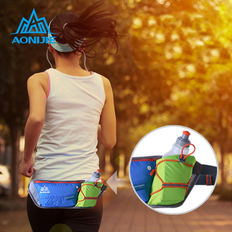 Aonijie 高通気性 撥水性の生地仕様でムレ防止 4色 84g ランニングポーチ ウエストポーチ 3色 ボトルホルダー 付 250ml 300mlのボトル収納可 マルチ ランニング カバン 小物入れ ジョギング ウォーキング ランニング スポーツケース ウエストバッ