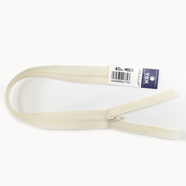 ファスナー 『フラットニットファスナー 40cm 801 生成り』 YKK