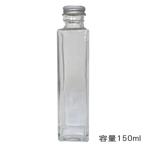 ハーバリウムボトル 『ガラスボトル角150ml キャップ銀 314105』 amifa