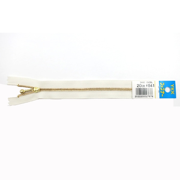 YKK 玉付ゴールドファスナー 20cm 841/オフホワイト/10個セット